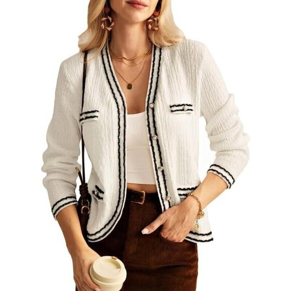 New GRACE KARIN Cropped Cardigan Lightweight Sweater 2XL XXL Nautical Preppy Top - Picture 1 of 5